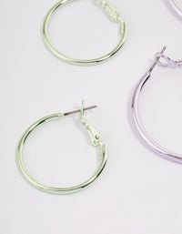 Silver Metallic Hoop Earrings Pack - link has visual effect only