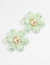 Silver Oversized Flower Stud Earrings - link has visual effect only