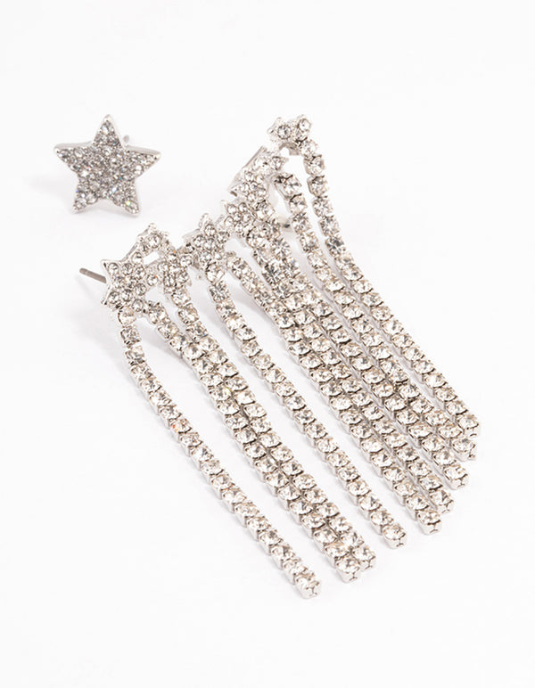 Silver Star Cupchain Cuff Earrings