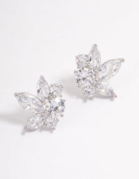 Rhodium Lotus Stud Earrings - link has visual effect only