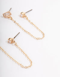 Gold Plated Cubic Zirconia Round & Baguette Chain Earrings - link has visual effect only