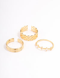 Gold Plated Cubic Zirconia Ornate Stacker Ring Pack - link has visual effect only