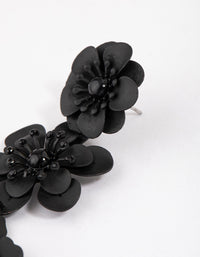 Coated Black Triple Diamante Flower Drop Earrings - link has visual effect only