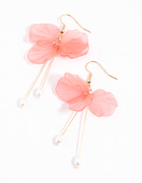 Pink Petal & Stick Pearl Drop Earrings - link has visual effect only