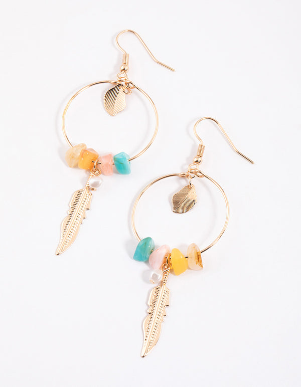 Pastel Open Circle Chip Drop Earrings