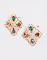 Pastel Teardrop Ornate Stud Earrings - link has visual effect only