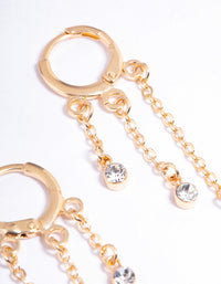 Gold Graduating Diamante Chain Huggie Earrings - link has visual effect only