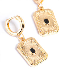 Gold Rectangle Ray Huggie Earrings - link has visual effect only