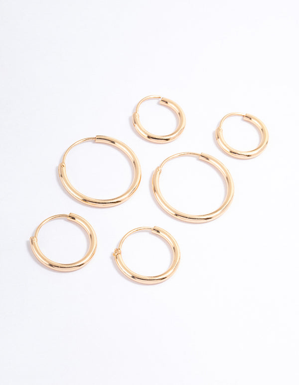 Gold Basic Skinny Graduating Earrings Pack