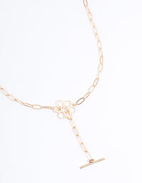 Gold Open Flower Gauge Necklace - link has visual effect only