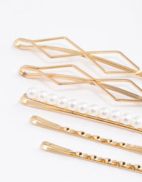 Gold Pearl Hair Slide 5-Pack - link has visual effect only