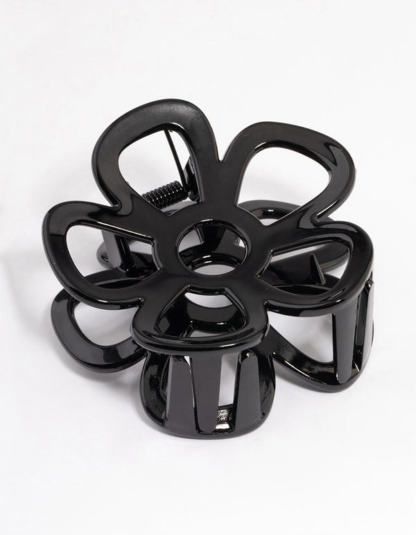 Plastic Black Open Flower Claw Clip