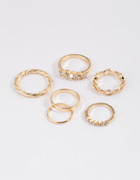 Gold Mixed Stone Cluster Ring 6-Pack - link has visual effect only