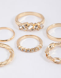 Gold Mixed Stone Cluster Ring 6-Pack - link has visual effect only