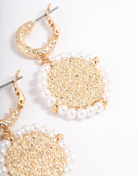 Gold Coin Pearl Hoop Earrings - link has visual effect only