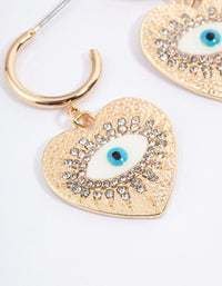 Gold Evil Eye Heart Earrings - link has visual effect only