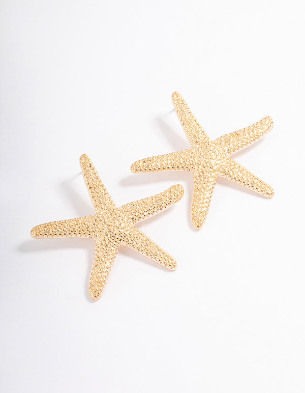 Gold Statement Star Earrings