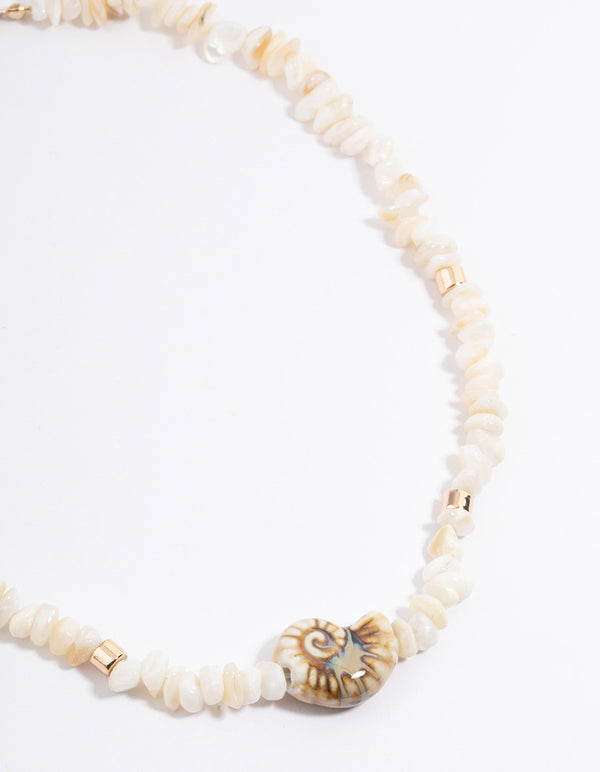 Gold Chipped Shell Necklace