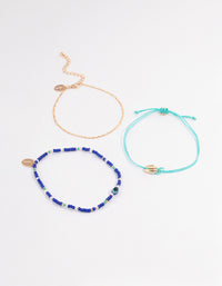 Gold Evil Eye Shell Anklet Pack - link has visual effect only