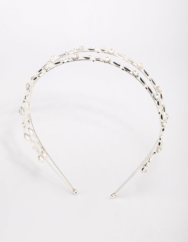 Silver Floral Diamante Headband