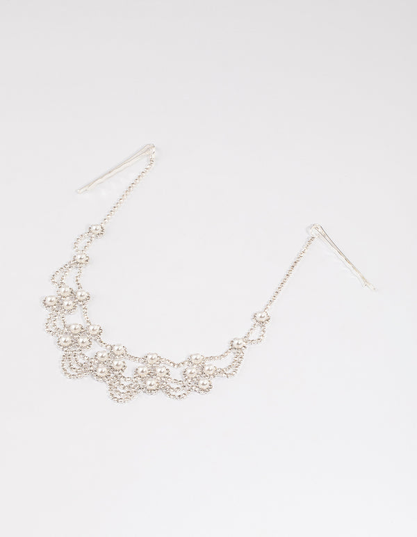 Silver Pearl Diamamte Hair Chain