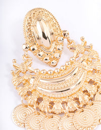 Gold Statement Disc Drop Chandbali Earrings - link has visual effect only