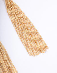 Gold Loop Link Tassel Drop Earrings - link has visual effect only