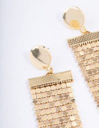 Gold Mesh Chain Statement Drop Earrings - link has visual effect only