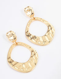 Gold Plated Molten Open Circle Drop Earrings - link has visual effect only