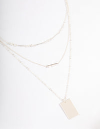 Silver Plated Dainty Rectangle Layered Necklace - link has visual effect only