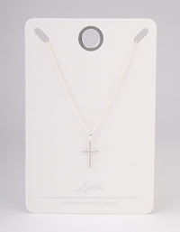 Silver Plated Brass  Cubic Zirconia Pave Cross Necklace - link has visual effect only