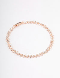 Rose Gold Double Dangle Diamante Pendant Tennis Bracelet - link has visual effect only