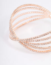 Rose Gold Triple Row Fan Crisscross Cuff Bangle - link has visual effect only