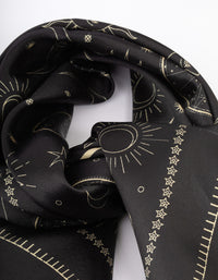 Fabric Black Celestial Print Scarf - link has visual effect only