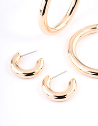 Gold Puffy Mixed Hoop Earrings Pack - link has visual effect only