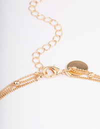 Gold Organic Circle Disc Triple Row Necklace - link has visual effect only