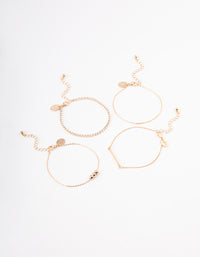 Gold Ball Diamante Chain Bracelet 4-Pack - link has visual effect only