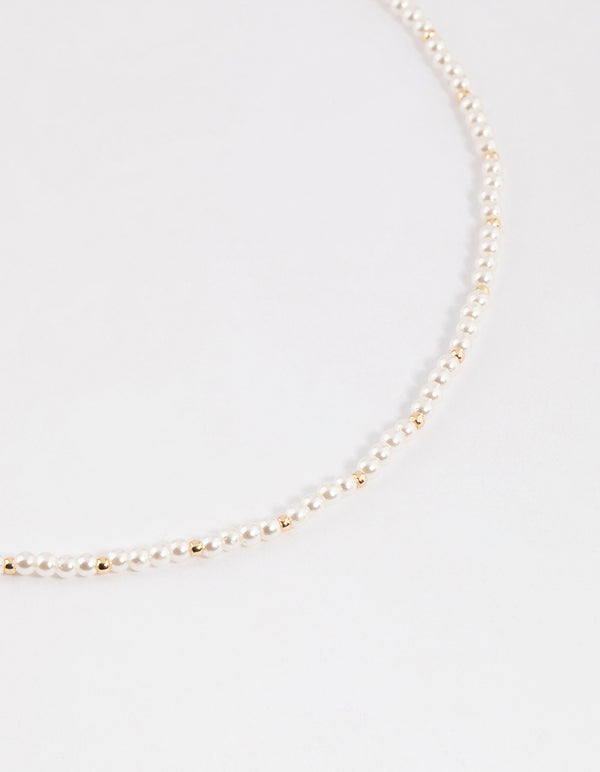 Gold Mini Pearl Choker