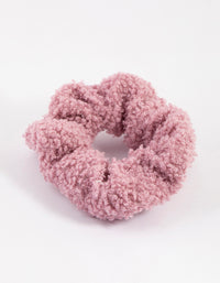 Pink Teddy Material Hair Scrunchie - link has visual effect only