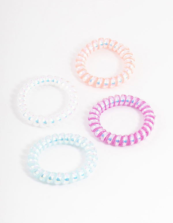 Metallic Coil Hair Tie 4-Pack