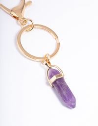 Gold Amethyst Stone Key Ring - link has visual effect only