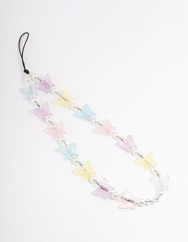 Butterfly & Pearl Phone Strap