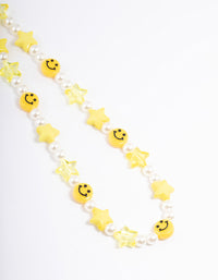 Pearl Smiley & Star Motif Phone Strap - link has visual effect only