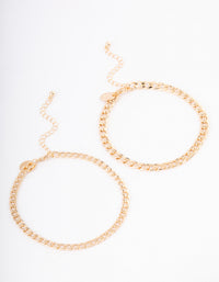 Gold Mixed Chunky Cable Anklet Pack - link has visual effect only