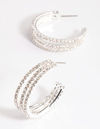 Silver Triple Illusion Mini Hoop Earrings - link has visual effect only