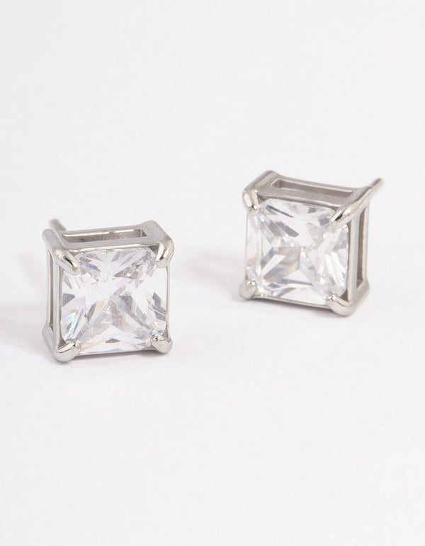 Surgical Steel Cubic Zirconia Cube Stud Earrings