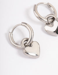 Surgical Steel Heart Charm Huggie Earrings - link has visual effect only