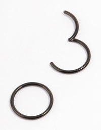 Black Coated Surgical Steel Fine Sleeper Earrings 8mm - link has visual effect only