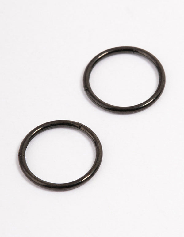 Black Coated Surgical Steel Fine Sleeper Earrings 8mm