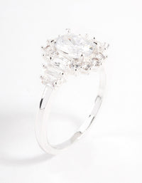 Silver Plated Oval Baguette Grand Ring - link has visual effect only